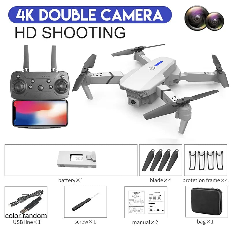 Hot E88Pro RC Drone 4K Professinal with 1080P Wide Angle Dual HD Camera Foldable RC Helicopter WIFI FPV Height Hold Apron Sell