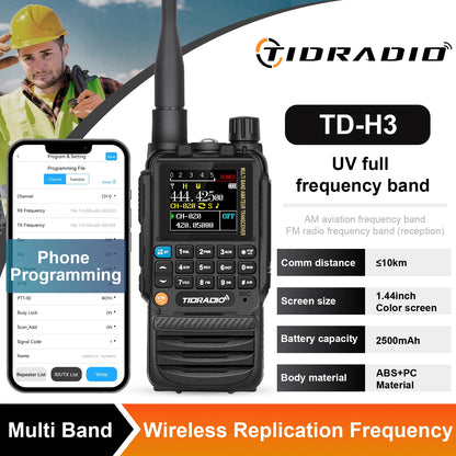 TD-H3 Walkie Talkie Phone Wireless Programming Air Band Long Range Ham Two Way Radio USB Type-C Programming &Charge