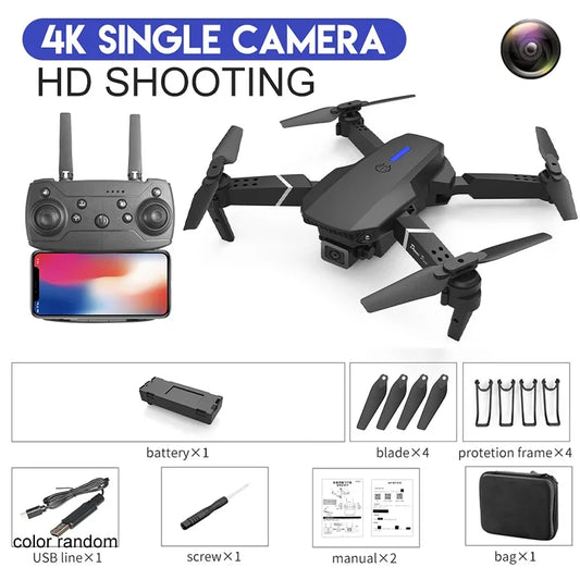Hot E88Pro RC Drone 4K Professinal with 1080P Wide Angle Dual HD Camera Foldable RC Helicopter WIFI FPV Height Hold Apron Sell